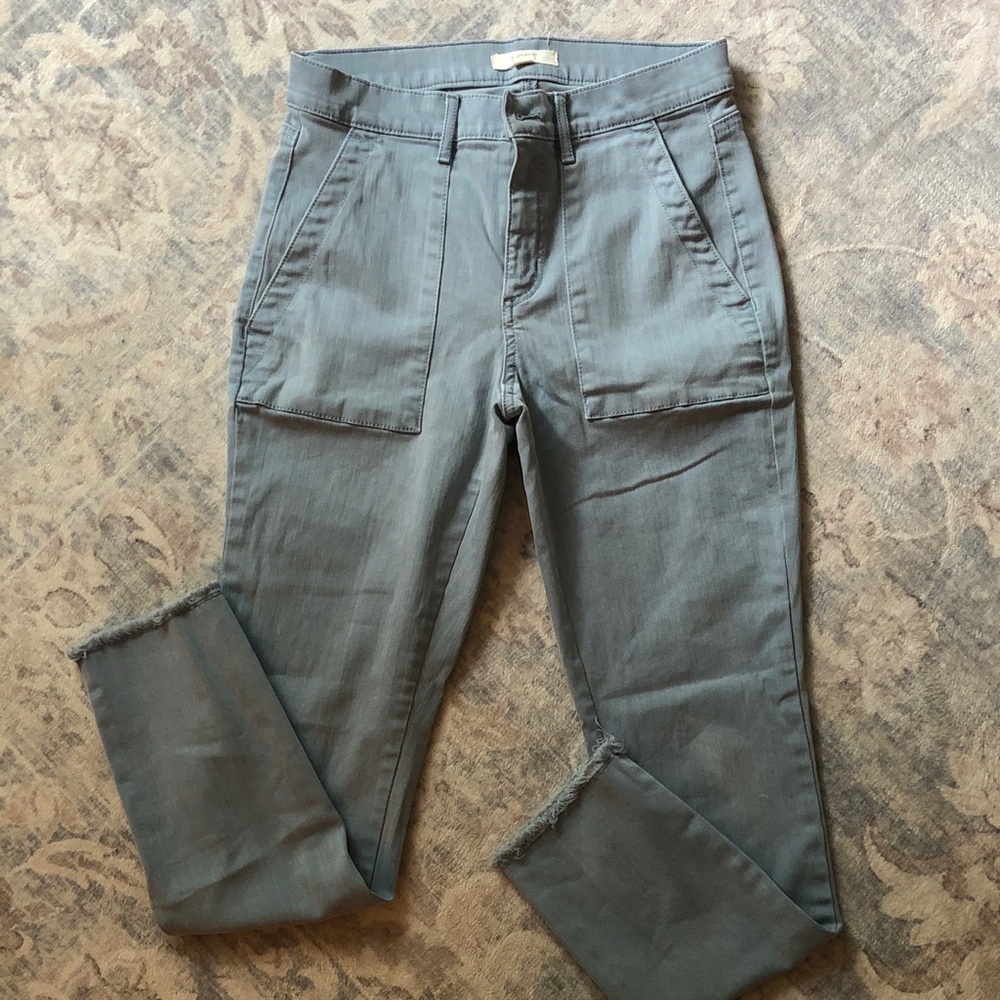 LOFT sky blue/dusty blue Cropped Patch-Pocket Jeans